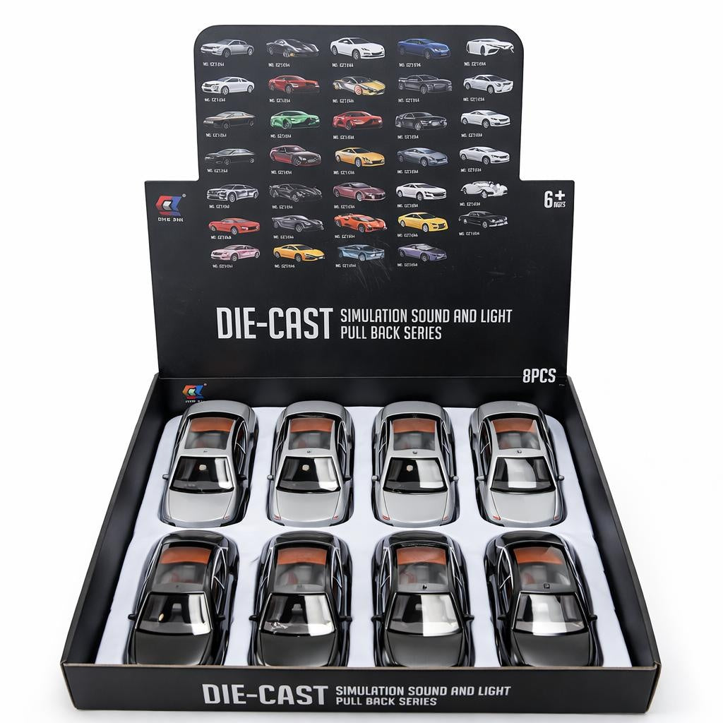 Masinuta Die-Cast Metal 21cm Cu Sunete Lumini Usi Deschise Culori Diferite