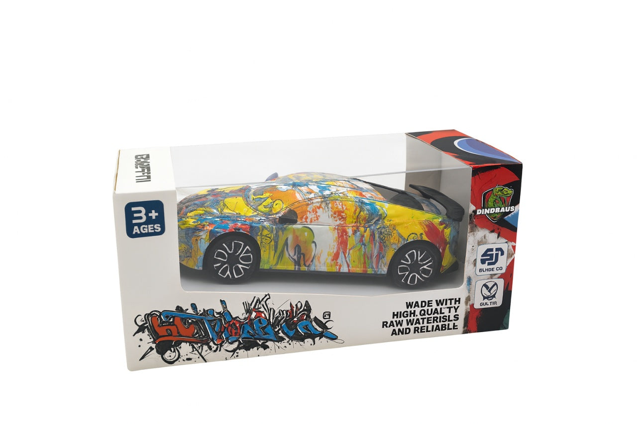 Masinuta Graffiti , 18x8 cm, pe baterii, lumini, sunete si miscare