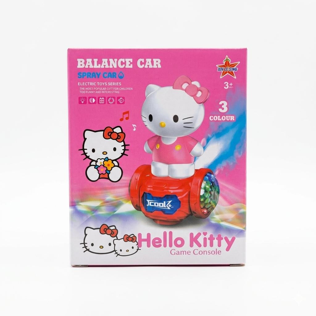 Mașinuță jucărie Hello Kitty din plastic, cu mecanism de învârtire, diverse culori