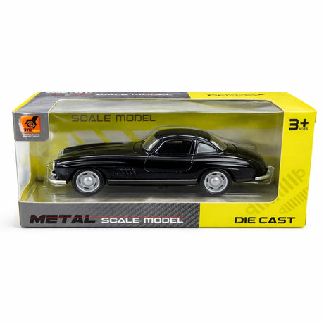 Masinuta metalica clasica neagra, die cast, 15.5x7 cm, model vintage realist cu usi functionale
