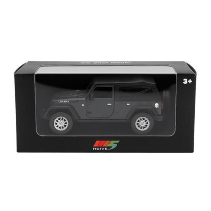 Masinuta Metalica Jeep Wrangler Die-Cast Neagra , Scara 1:32 Pull Back Lumini Sunete Copii 3+