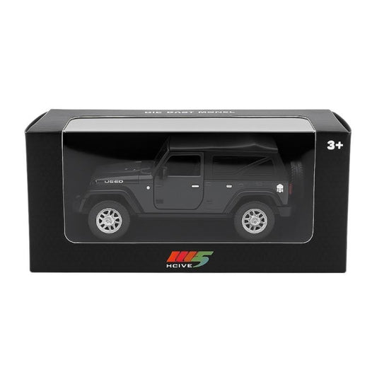 Masinuta Metalica Jeep Wrangler Die-Cast Neagra , Scara 1:32 Pull Back Lumini Sunete Copii 3+