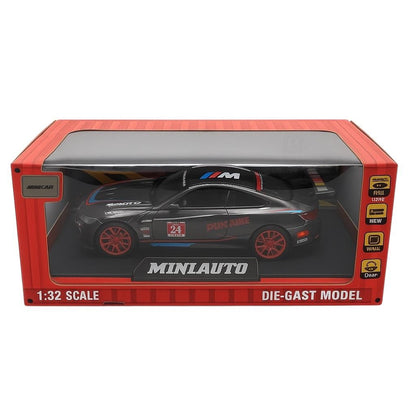 Masinuta Metalica Model M8 GTE Racing Neagra , Scara 1:32 Pull Back Lumini Sunete Copii 3+