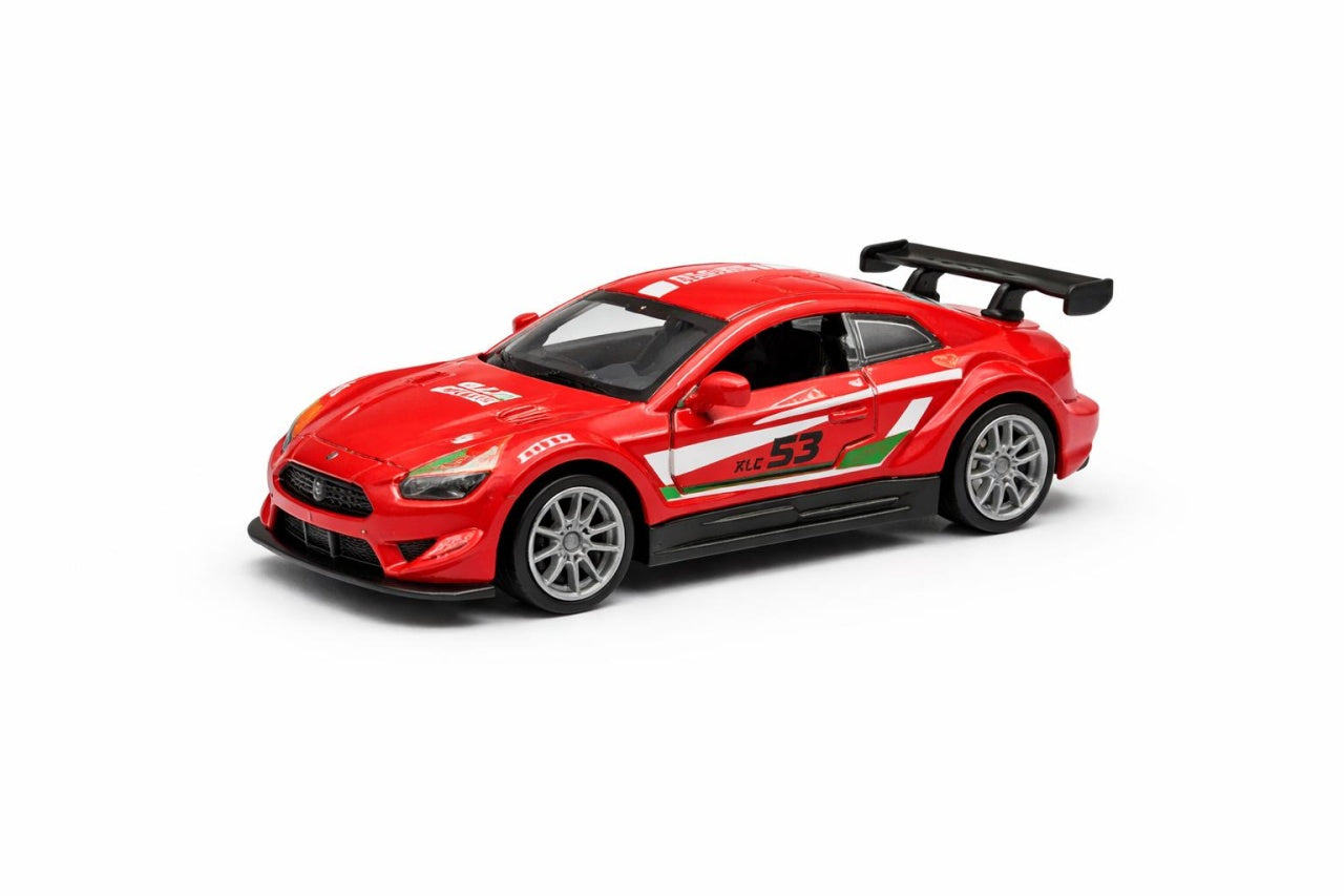 Mașinuță metalică roșie cu uși care se deschid, die-cast, 14 cm