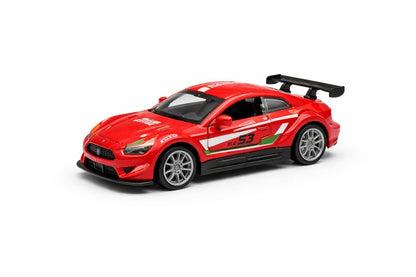 Mașinuță metalică roșie cu uși care se deschid, die-cast, 14 cm
