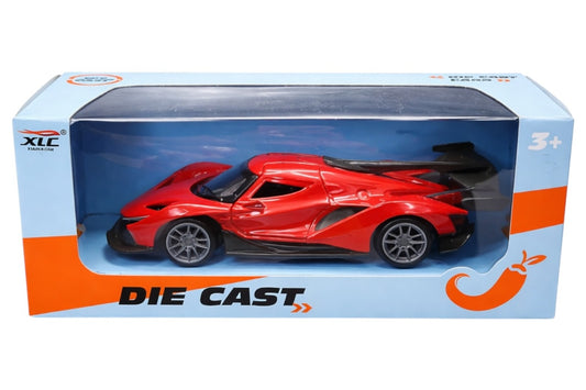 Mașinuță metalică roșie die-cast cu uși deschise, dimensiuni 14x6.5x5.5 cm, model realist