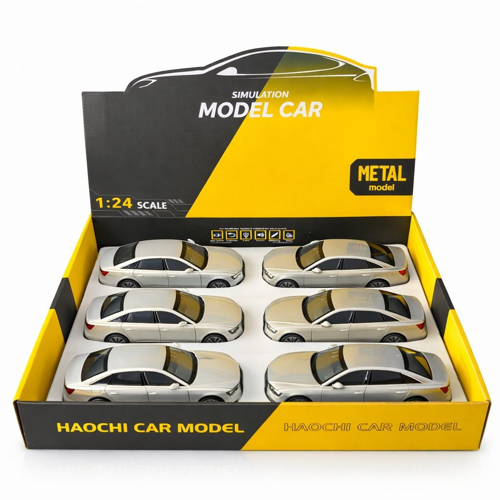 Masinuta metalica sedan cu lumini si sunete, usi si capota functionale, 21 cm