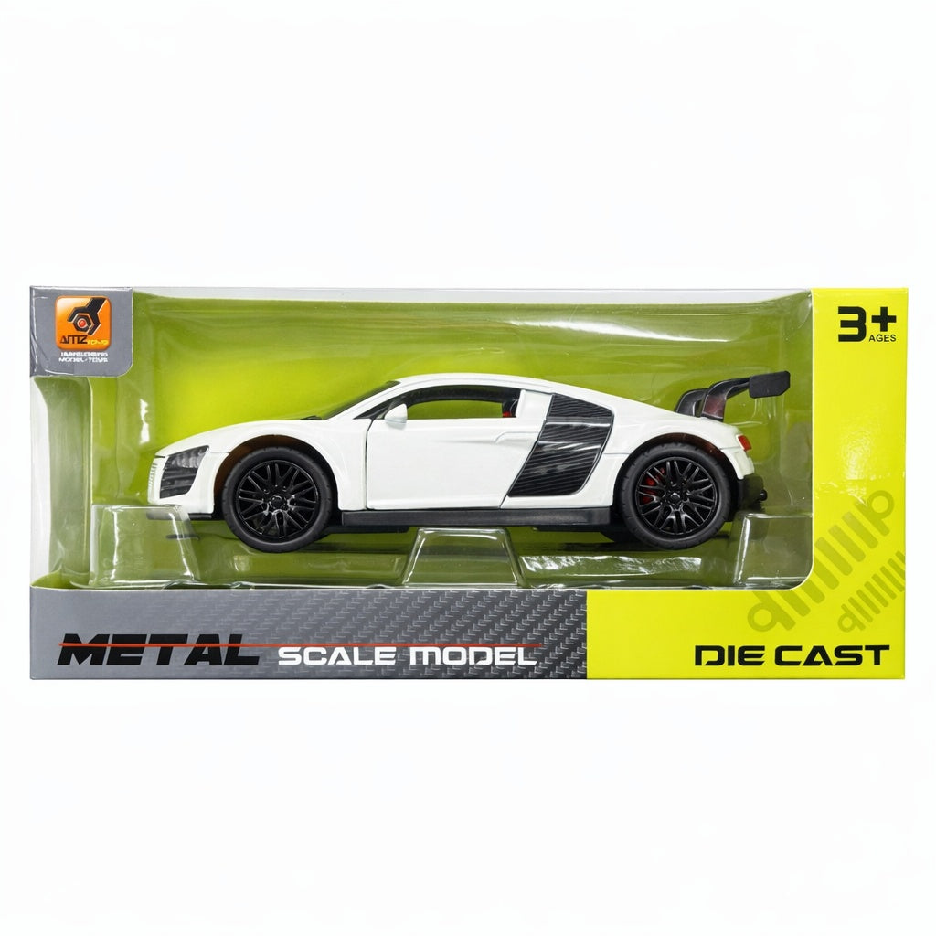 Masinuta metalica sport alba coupe,,15.5x7 cm, die cast, usi functionale