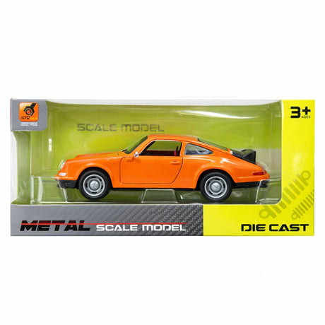 Masinuta metalica sport clasica coupe portocalie,15.5x7 cm