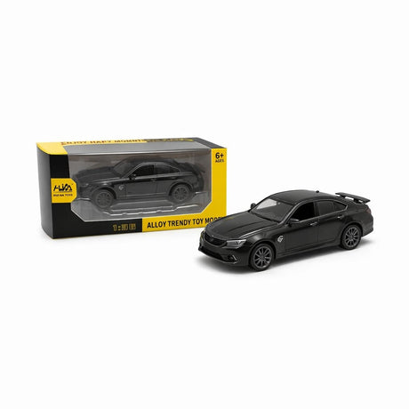 Masinuta metalica sport tip sedan, scara 1:36, culoare negru, cu spoiler si detalii realiste