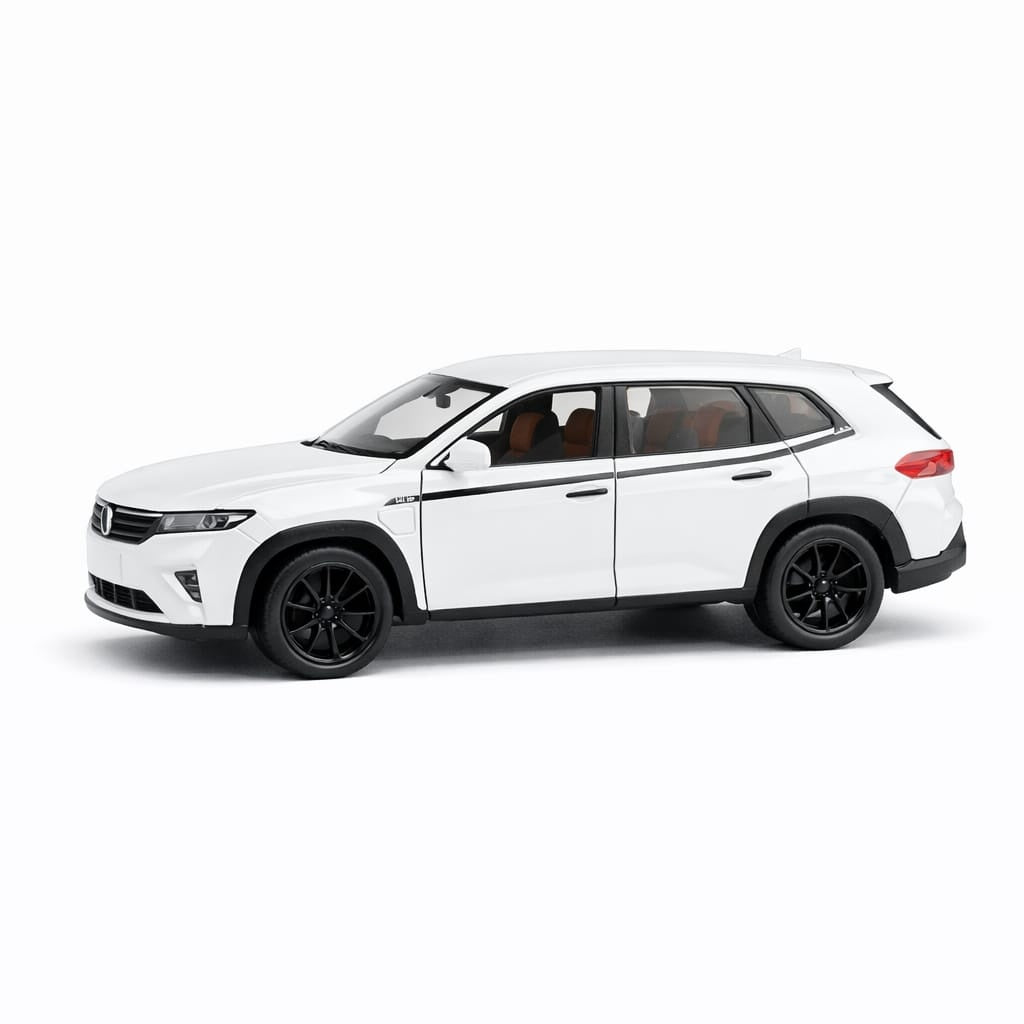 Masinuta metalica SUV alb cu interior maro si usi functionale scara 1:32