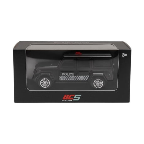 Masinuta Off-Road Police Metalica Neagra , Scara 1:36 Pull Back Frictiune Copii 3+