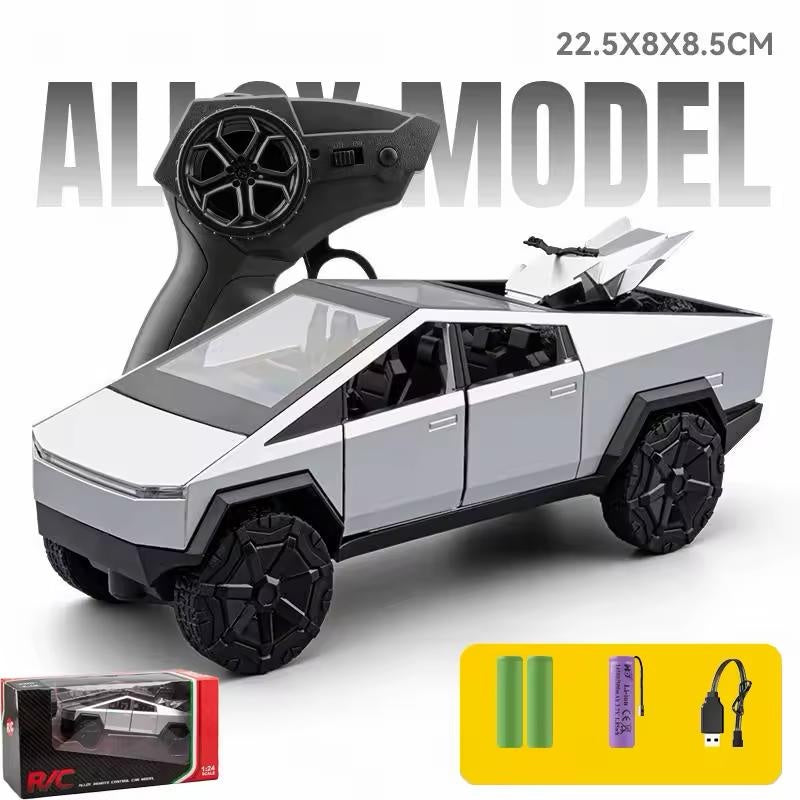 Masinuta off road radiocomandata, model pickup futurist, scara 1:24, metal, culoare argintiu