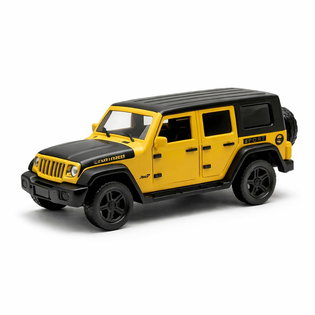 Masinuta offroad metalica galben cu negru, model SUV 15 cm