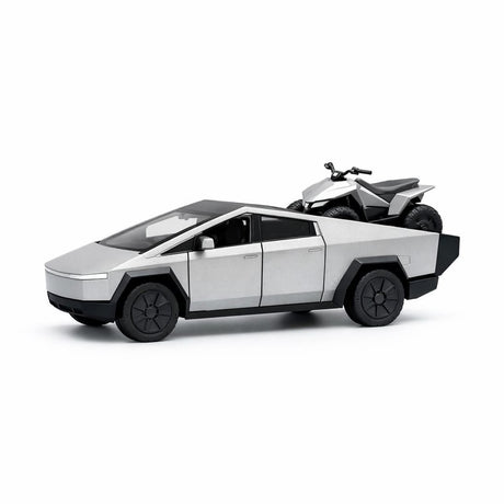 Masinuta pickup futurist cu ATV, aliaj metalic scara 1:32, gri, platforma spate