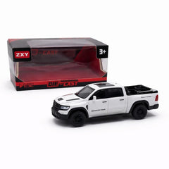 Masinuta pickup off-road metalica die-cast scara 1:32, alba, portbagaj bena, portiere functionale, 3+