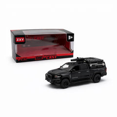 Masinuta pickup off-road metalica die-cast scara 1:32, neagra, portbagaj bena, portiere functionale, 3+