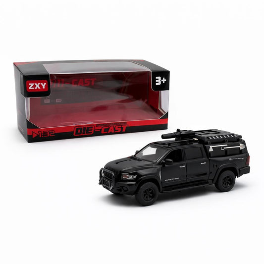 Masinuta pickup off-road metalica die-cast scara 1:32, neagra, portbagaj bena, portiere functionale, 3+
