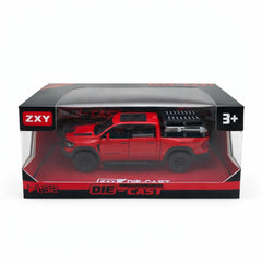 Masinuta pickup off-road metalica die-cast scara 1:32, rosie, portiere functionale, 3 ani+