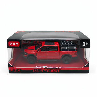 Masinuta pickup off-road metalica die-cast scara 1:32, rosie, portiere functionale, 3 ani+