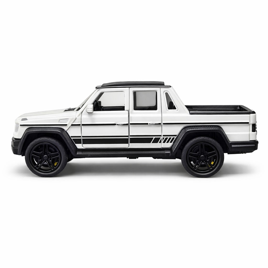 Masinuta pickup offroad metalica alba die cast, usi functionale, 15.5x7 cm