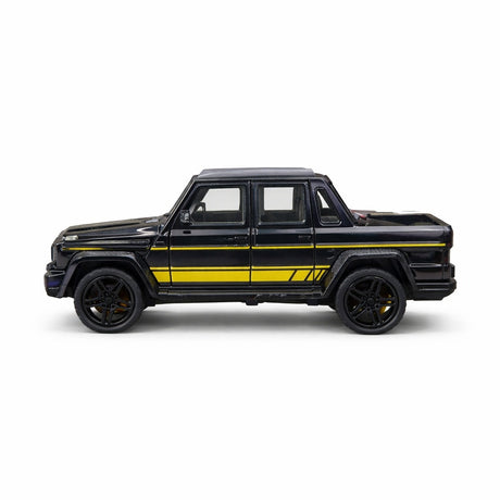 Masinuta pickup offroad metalica neagra, model scara, usi functionale, 15.5x7 cm