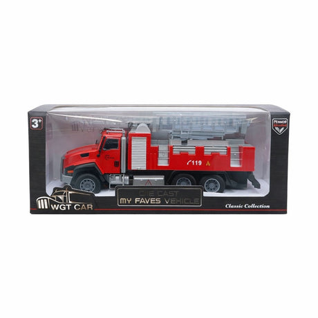 Masinuta pompieri die-cast din metal, 20.5 cm, cu functie pull back
