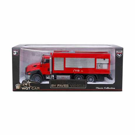 Masinuta pompieri die-cast metalica, cu functie pull back, 26.5 cm