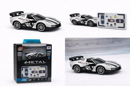 Masinuta RC metalica 1:64 alba cu control telefon si telecomanda 2.4GHz