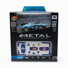 Masinuta RC metalica 1:64 albastra cu control telefon si telecomanda 2.4GHz