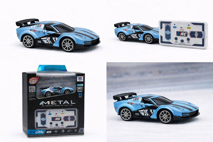 Masinuta RC metalica 1:64 albastra cu control telefon si telecomanda 2.4GHz