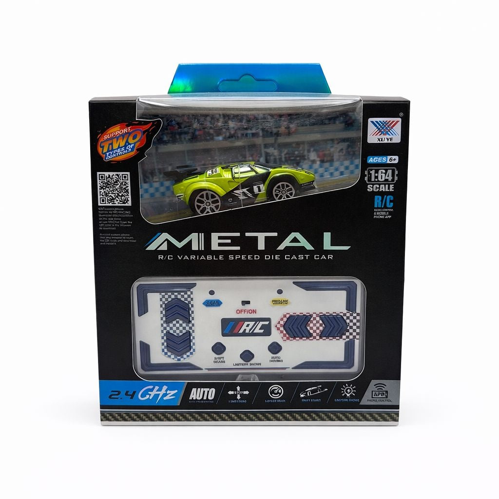 Masinuta RC metalica 1:64 cu control telefon si telecomanda 2.4GHz, verde