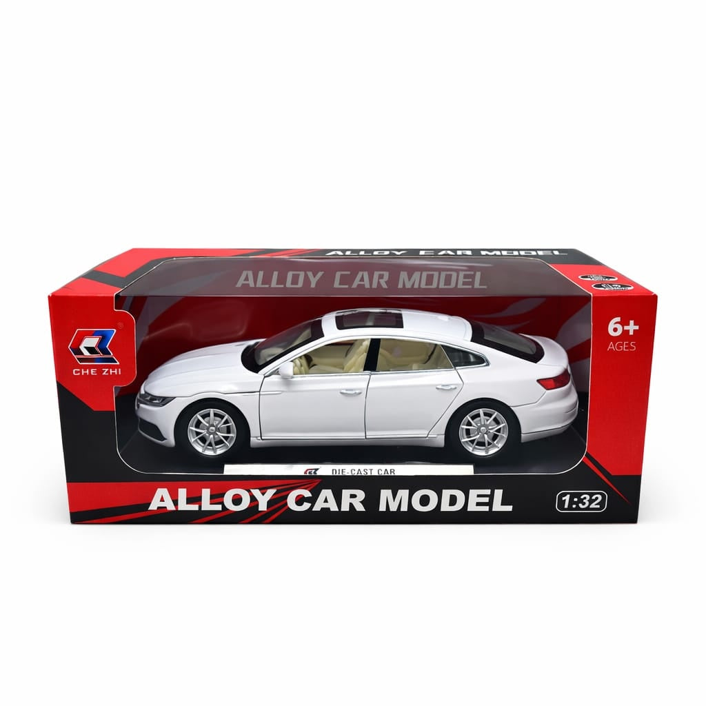Masinuta sedan premium aliaj metalic scara 1:32, alba, usi deschidere, interior detaliat