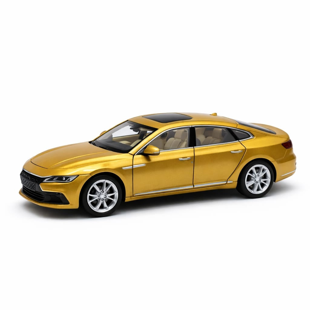 Masinuta sedan premium aliaj metalic scara 1:32, aurie, usi deschidere, interior detaliat