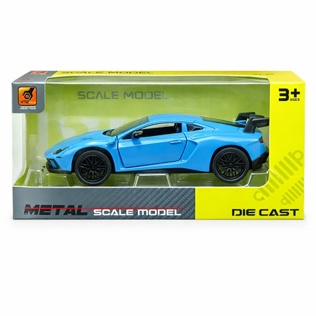 Masinuta sport albastra 15,5x7 cm model realist cu usi functionale si detalii fine