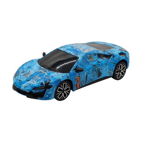 Masinuta sport albastra cu dinozauri, muzica si lumini pentru copii 3+