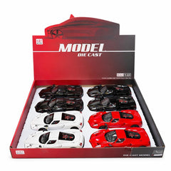 Masinuta Sport Die-Cast Metal 1:22 Culori Diverse Cu Sunete Lumini Usi Si Capota Deschise 20cm