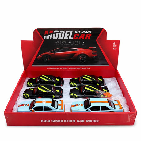 Masinuta Sport Die-Cast Metal 1:24 Culori Combinate Cu Sunete Lumini Usi Deschise 21cm