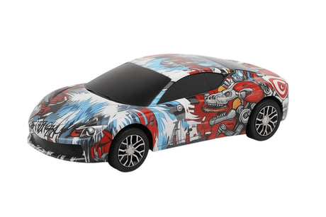 Masinuta sport graffiti rosu-albastru cu dinozauri, muzica si lumini 3+