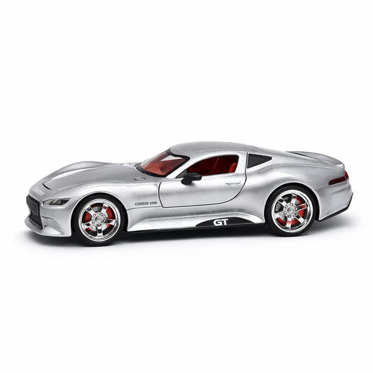 Masinuta sport GT aliaj metalic scara 1:32, argintie, design premium, usi deschidere, roti functionale