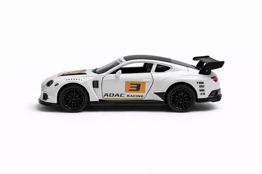 Masinuta sport metalica alb/portocaliu 15.5x7 cm, die-cast, deschidere usi, model racing