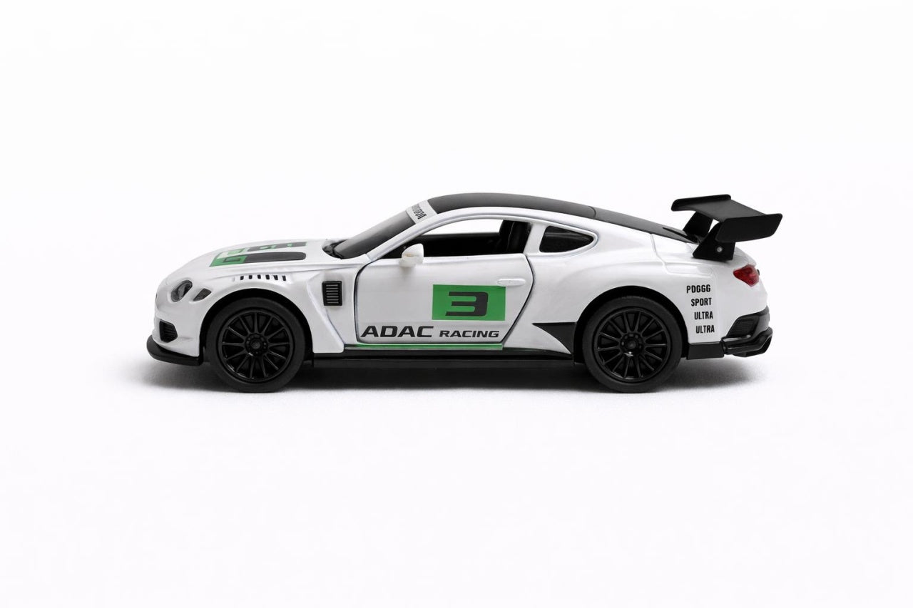 Masinuta sport metalica alba 15.5x7 cm, die-cast, deschidere usi, model racing verde