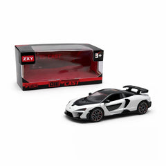 Masinuta sport metalica die-cast scara 1:32, alb-negru, spoiler mare, portiere functionale, 3 ani+