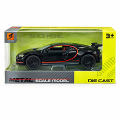 Masinuta sport metalica neagra cu detalii rosii, 15,5x7 cm, usi functionale