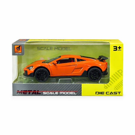 Masinuta sport metalica portocalie, usi functionale, 15,5x7 cm