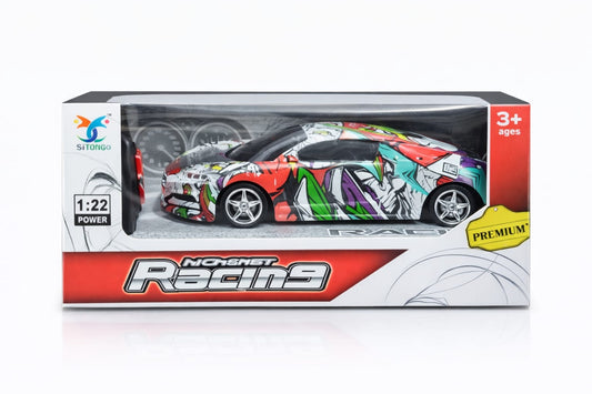 Masinuta sport pentru copii Monster Racing, scara 1:22, model graffiti, pull back