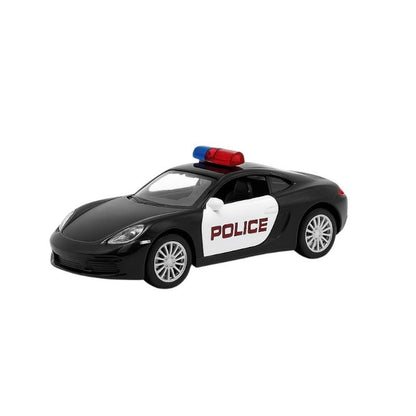 Masinuta Sport Police Metalica Neagra , Scara 1:32 Pull Back Lumini Sunete Copii 3+