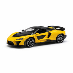 Masinuta sport supercar aliaj metalic scara 1:32, galbena, spoiler, usi functionale