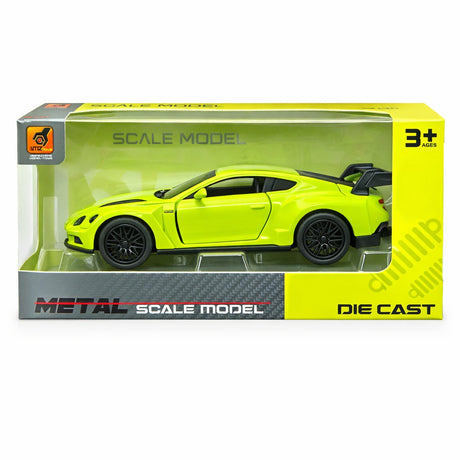 Masinuta sport verde neon 15,5x7 cm model realist cu usi functionale si eleron
