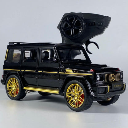 Masinuta SUV radiocomandata, model premium, scara 1:24, metal, negru cu auriu